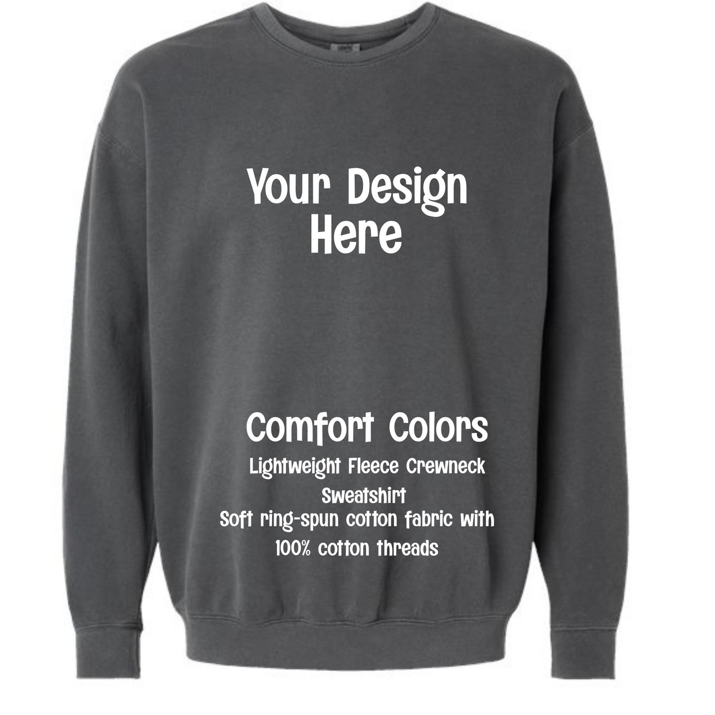 Lightweight Fleece Crewneck Sweatshirt  | Comfort Colors | Soft ring-spun cotton fabric with 100% cotton threads