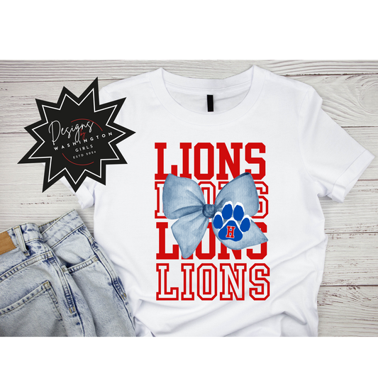 Denim Bow with Lions